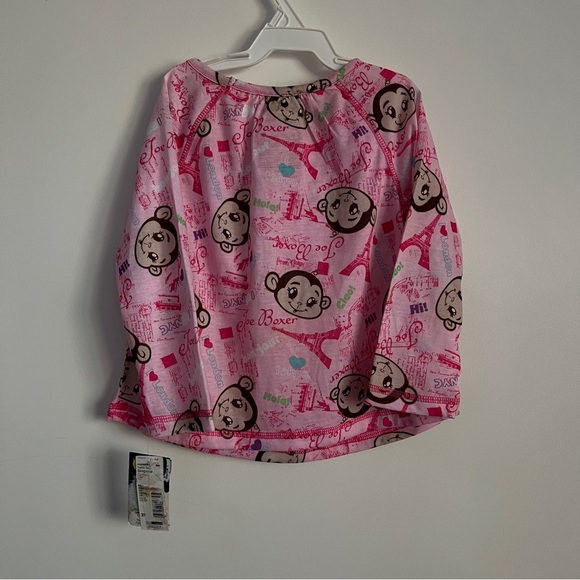 Joe Boxer Monkey Print Pink Long Sleeve Pajama Shirt-Size 2T-New With Tags - Picture 6 of 6